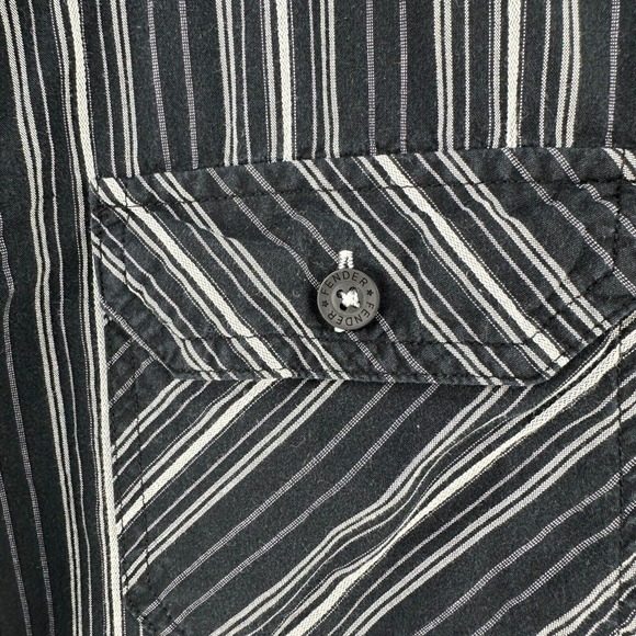 Fender Rock & Roll Religion Shirt Men XL Black Pinstriped Short Sleeve Button Up - Picture 4 of 11